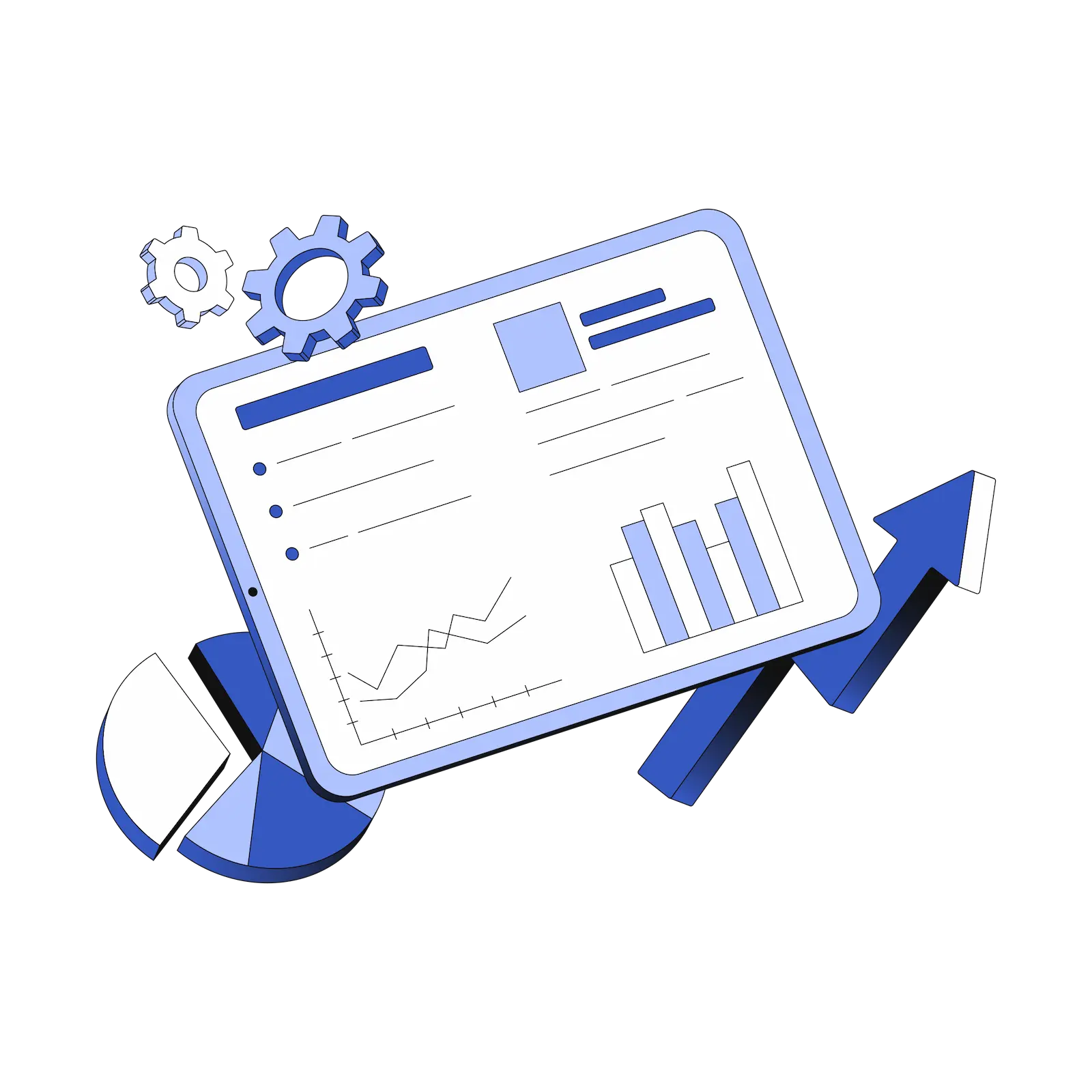business analytics on tablet screen
