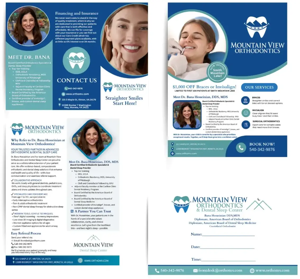 Mountain View Orthodontics brochures and flyers