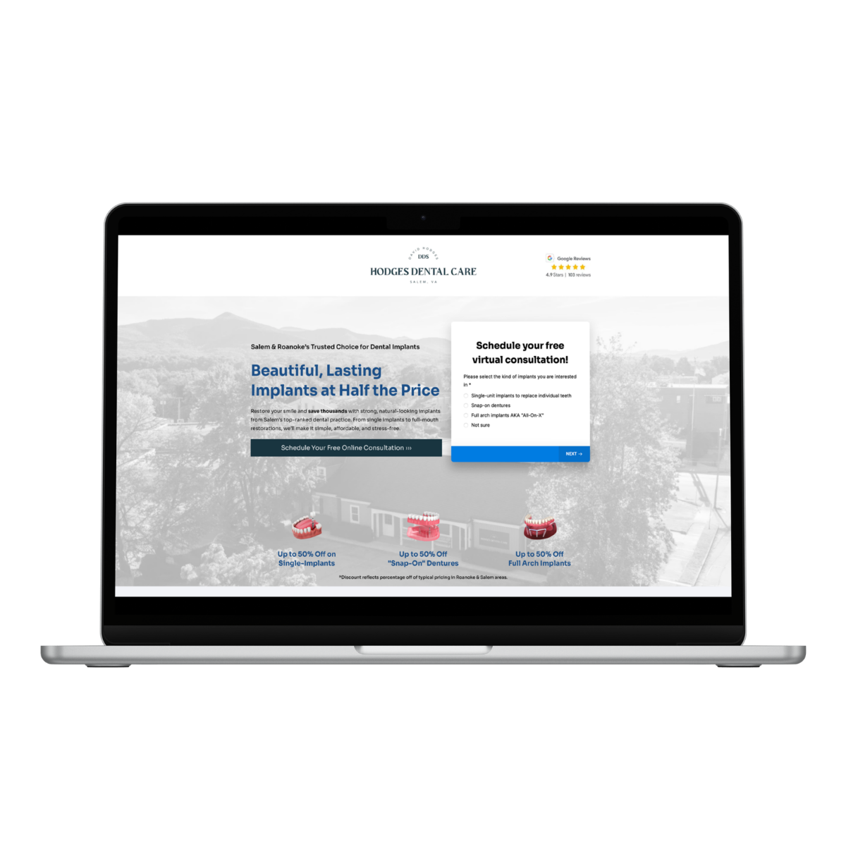 Hodges Dental Care Landing Page Portfolio Example