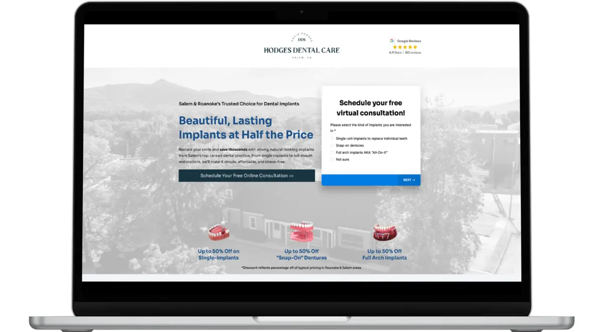 Landing page for PPC for orthodontists