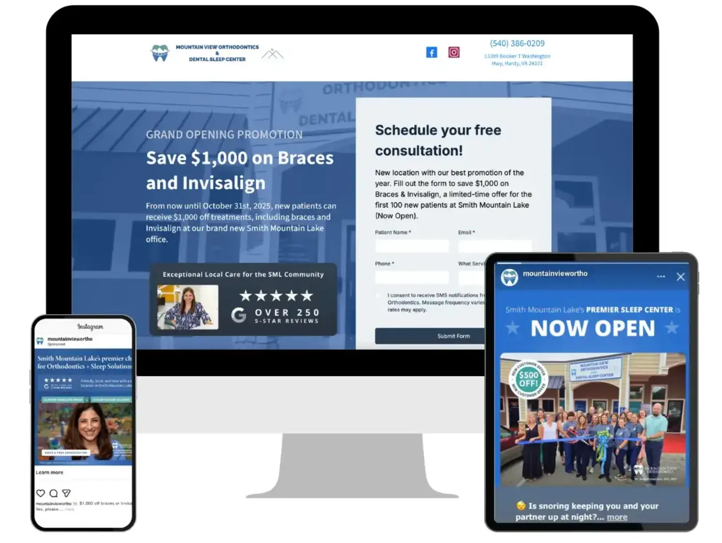 Mountain View Orthodontics and Sleep Center Landing Page and Ads